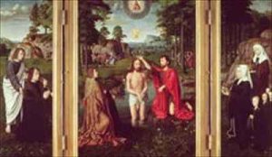 Jean de Trompes Triptych with the Baptism of Christ in the Central Panel and Patrons