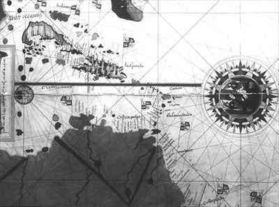 Map of countries first discovered by Christopher Columbus 1451-1506
