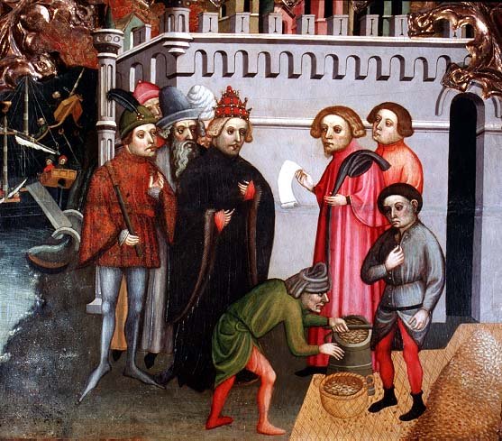 The Altarpiece of St.Michael and St.Nicolas (detail showing the Miraculous Multiplication of the maize) c.1406